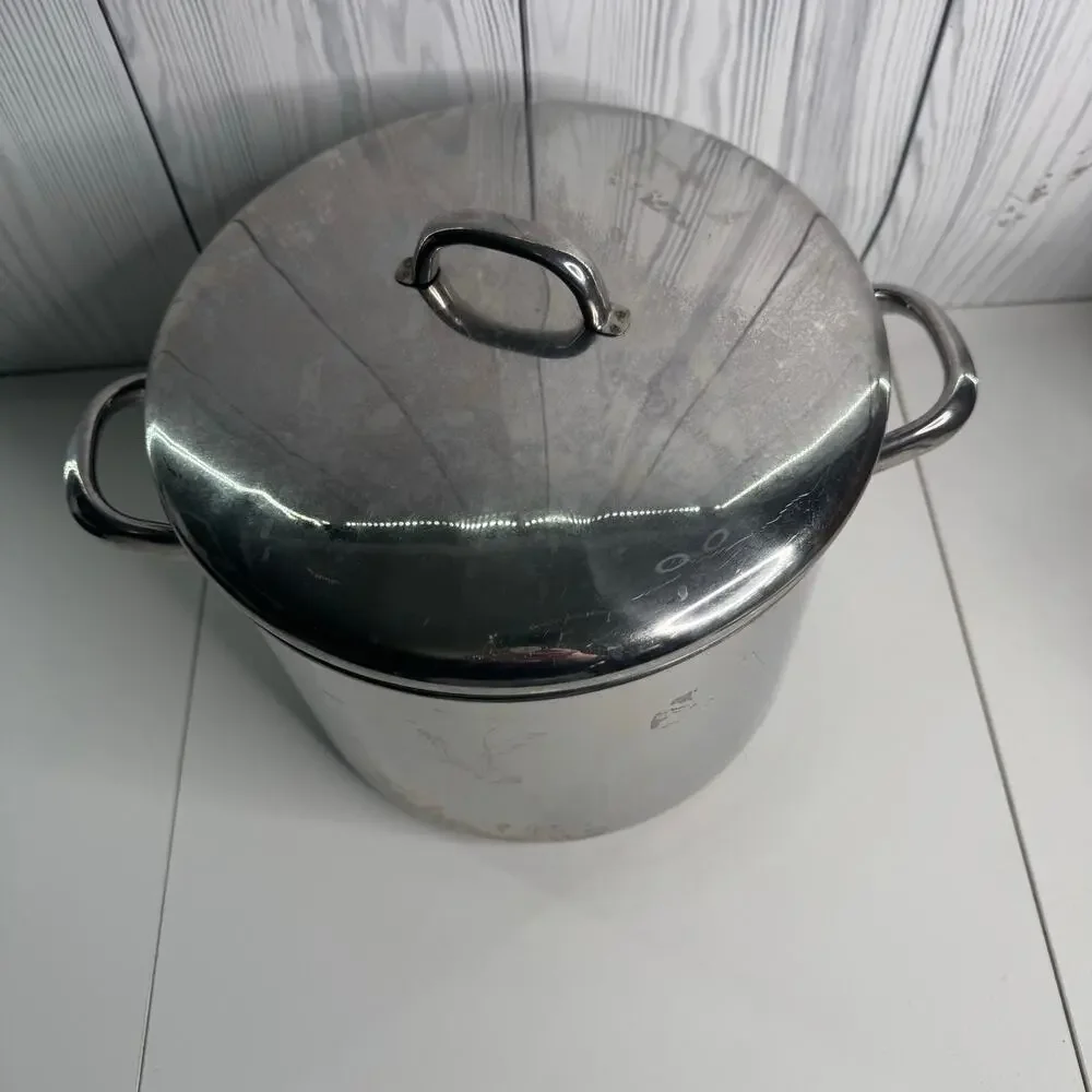 Vintage Revere Ware 2070 10 Qt Stainless Steel Stock Pot And Lid